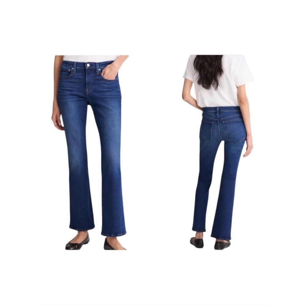 NWT Madewell The Stretch Flare Crop Jean Osgood Wash Dark Blue Size 33